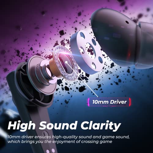 Soundpeats Gaming Headphones CyberGear Wireless Bluetooth 5.3 Earbuds Low-Latency Wireless Headset with RGB Breathing Lights, Dual Mode, 4 Mic, Immersive Sound, 10mm Driver, Total 26H, Comfortable Fit