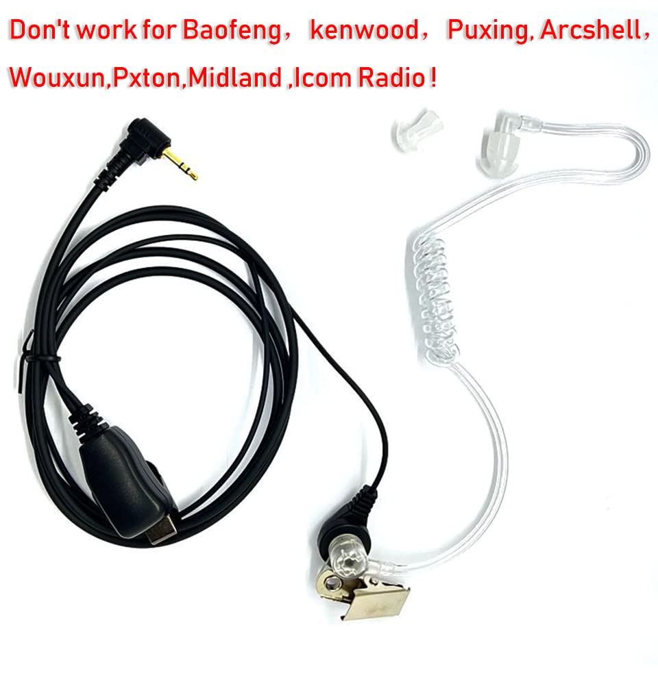 Walkie Talkies Earpieces with Mic 1 Pin Covert Air Acoustic Tube Headset for Motorola Talkabout MH230R MR350R T200 T200TP T260 T260TP T600 MT350R Two Way Radio (2 Pack) - style: Motorola-1 Pin - 2Packs(White)