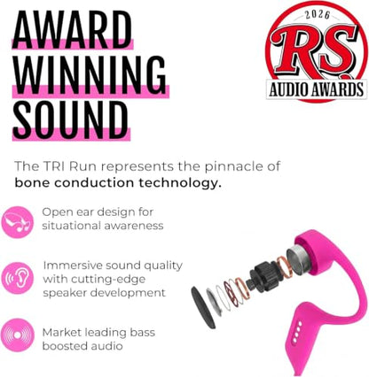 H2O Audio Betty x TRI 2 Multi-Sport Waterproof Bone Conduction Headphones – IPX8 Waterproofing, Bluetooth 5.3, Built-in MP3, 8GB – Swimming, Running, Triathlon, Open Ear – Pink - color: TRI 2 x Betty Pink