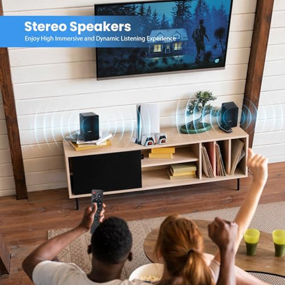 Powered Bookshelf Speakers for Turntable Vinyl Record Player | 40W*2, 4 Inch Woofer, Optical/ARC/RCA/BT/AUX Wired & Wireless Input, Desktop HiFi Stereo Sound Active Speakers for TV PC - size: 4 Inch Woofer
