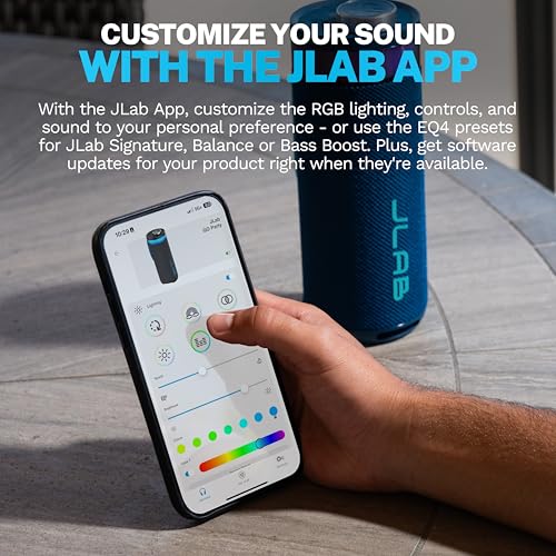 JLab, Go Party, Portable Bluetooth Speaker, Waterproof RGB LED, Navy - color: Navy
