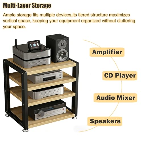 YLLFFLL Open Shelf Stereo Component Rack Stand Tabletop, 2 3 4 Tier Audio Racks and Av Media Cabinet with Footpad, Upright HiFi Cabinets and Stands Under Desk(#2,4 Layer) - color: #2, size: 4 layer