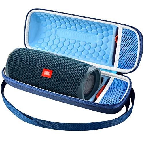 Comecase Hard Travel Case for JBL Charge 4/ Charge 5 Waterproof Bluetooth Speaker. Carrying Storage Bag Fits Charger and USB Cable - Blue+Inside Blue (Case Only) - color: Blue