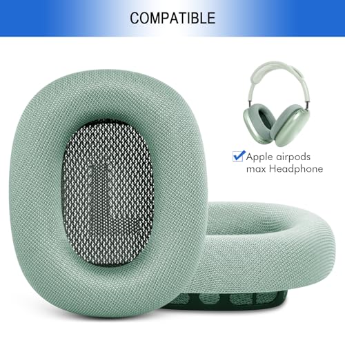 Ear Cushions for Apple AirPods Max - Mesh Fabric Ear Cups Cover Replacement | G GVOEARS Upgraded Ear Pads for Air Pods Max 1&2 Headphones (Green) - color: Green