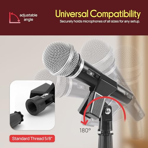Pyle Tripod Mic Stand, Adjustable Gooseneck Microphone Stand, Sturdy Build, Non-Slip Rubber Feet, Folds Flat for Compact Storage, Includes Mic Clip & 5/8" Adapter, 52.36" to 79.13" Inch