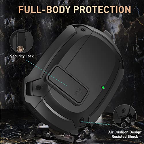 Compatible with Beats Studio Buds/Buds+ Case Cover 2021/2023, [Secure Lock] Cool Beats Studio Buds Plus Protective Shell Men Women with Keychain for New Beats Studio Ear Buds Case - Black[CASE ONLY] - color: Black