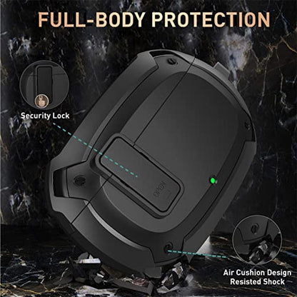 Compatible with Beats Studio Buds/Buds+ Case Cover 2021/2023, [Secure Lock] Cool Beats Studio Buds Plus Protective Shell Men Women with Keychain for New Beats Studio Ear Buds Case - Black[CASE ONLY] - color: Black
