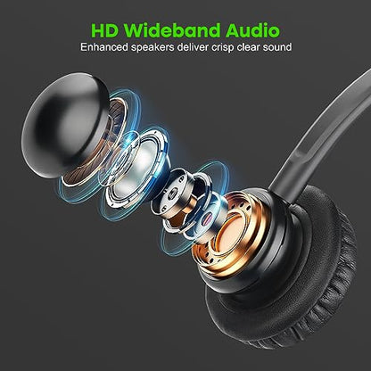 MAIRDI Phone Headset with RJ9 & 3.5mm Connectors for Landline Deskphone and Smartphone PC Laptops, Office Call Center Headset with Noise Canceling Microphone for Yealink Grandstream