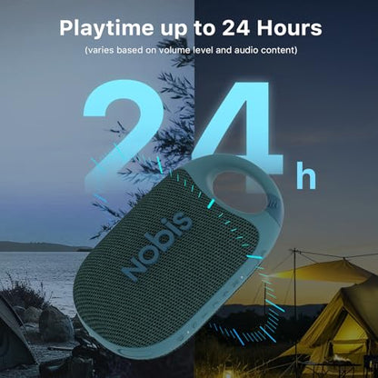 NOBIS Clip Portable Bluetooth Speaker, Up to 24H Playtime, IP68 Waterproof | BT 5.3, HD Sound & Custom EQ Via App, Wireless Stereo Pairing, Built-in Carabiner for Outdoor & Travel - color: Blue