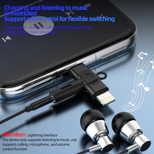 3.5mm to USB C Lightning Jack Dongle (2in1) for iPhone 16 15 14 13 Pro Max AUX Headphone Adapter Audio Cable for Apple Car Microphone Female Compatible for Samsung Connector Headset Adaptor for IPad