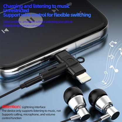 3.5mm to USB C Lightning Jack Dongle (2in1) for iPhone 16 15 14 13 Pro Max AUX Headphone Adapter Audio Cable for Apple Car Microphone Female Compatible for Samsung Connector Headset Adaptor for IPad