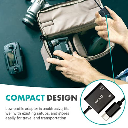 Movo USBC-AC2 3.5mm to USB-C Stereo Audio Adapter - External Sound Card for PC, Mac, Android - 3.5mm TRS Headphone Jack and Audio Jack to USB-C Connector - Aux to USB-C Mic Adapter for Gaming Speakers