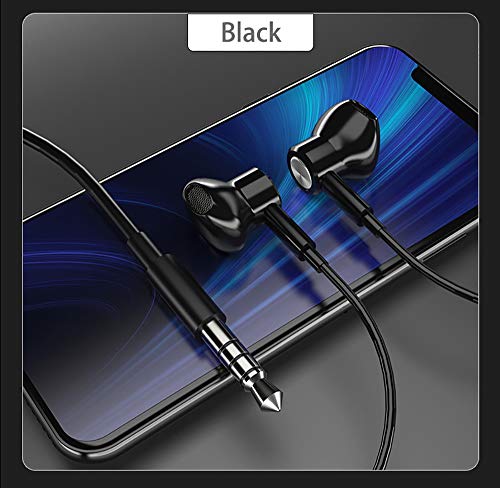 Wired Earbuds Noise Isolating In-Ear Headphones Earphones with Mic Volume Control 3.5mm Plug for Sports Workout Compatible with Cell Phones Android Samsung Galaxy Moto Tablets Laptops Computer (Black) - color: Black