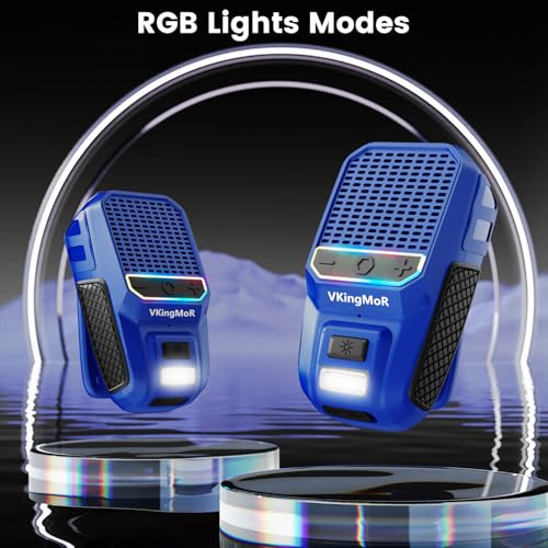 Wearable Bluetooth Speaker, Clip-On Portable Speaker with Built-in Mics Hands-Free Music and Calls for Hiking/Biking, portable bluetooth speakers with LED Light, 15H Battery Life Speakers(Blue)