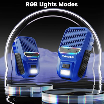 Wearable Bluetooth Speaker, Clip-On Portable Speaker with Built-in Mics Hands-Free Music and Calls for Hiking/Biking, portable bluetooth speakers with LED Light, 15H Battery Life Speakers(Blue)