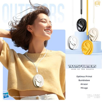 Transformers TF-T55 Open-Back Bluetooth Wireless Earbuds, Sleek Wing-Like Design Passive Noise Cancelling in-Ear Cool HiFi Calling Dual Modes Sports Earphones LED Display (Yellow - Bumblebee) - color: Bumblebee Yellow