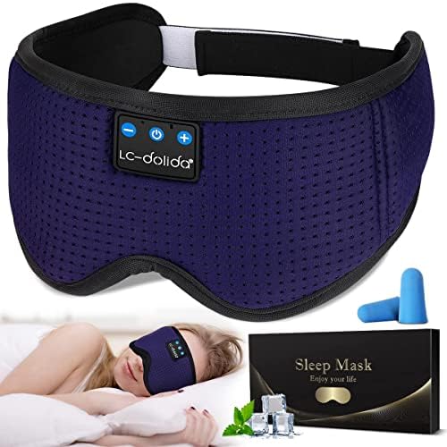 LC-dolida Sleep Headphones, Sleep Mask Bluetooth Wireless Music Eye Mask, Sleeping Headphones for Side Sleepers Sleep Mask with Bluetooth Headphones Ultra-Thin Stereo Speakers Perfect for Sleeping - color: Royal Blue