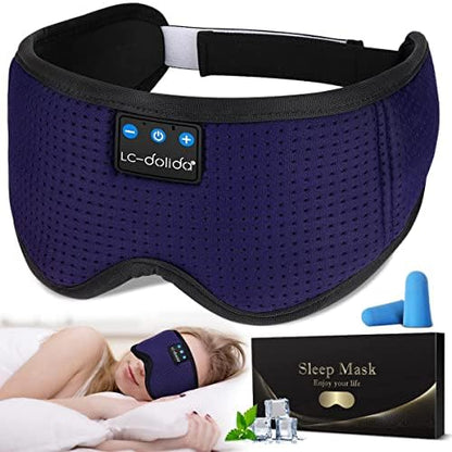 LC-dolida Sleep Headphones, Sleep Mask Bluetooth Wireless Music Eye Mask, Sleeping Headphones for Side Sleepers Sleep Mask with Bluetooth Headphones Ultra-Thin Stereo Speakers Perfect for Sleeping - color: Royal Blue
