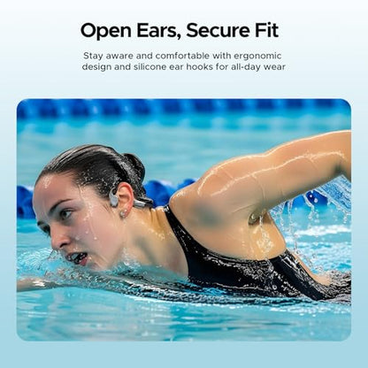 Bone Conduction Headphones, IP68 Waterproof Swimming Earbuds, 10-Hour Battery Life, Bluetooth 5.4 Wireless, 32 GB Storage, MP3 Mode, Ideal for Cycling, Swimming, and Fitness (Gray) - color: GRAY