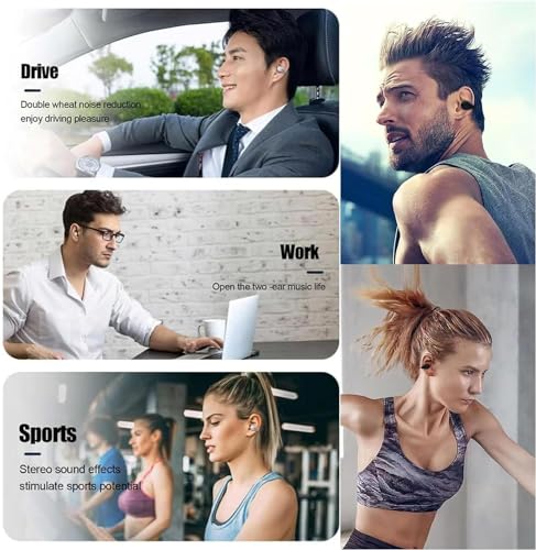 Wireless Headphones,Wireless Ear Clip Bone Conduction Earphones Bluetooth 5.3 for Android iOS Samsung,Small Open Ear Earbuds IPX7 Waterproof Mini Open Ear Headsets for Running Cycling Workout