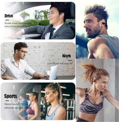 Wireless Headphones,Wireless Ear Clip Bone Conduction Earphones Bluetooth 5.3 for Android iOS Samsung,Small Open Ear Earbuds IPX7 Waterproof Mini Open Ear Headsets for Running Cycling Workout