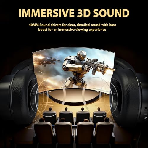 Wireless Headphones for TV, TV Headphones Wireless for Senior with Digital Optical RCA AUX 3.5 MM Transmitter Charging Dock, Over Ear Headphones with Low Latency & HiFi Sound, Gifts for Parent/Elderly