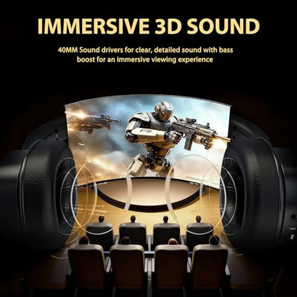 Wireless Headphones for TV Watching, TV Headphones Wireless for Seniors with Low Latency , V5.4 Over Ear Headphones with Digital Optical RCA AUX 3.5 MM Transmitter Charging Dock, for Elderly Seniors