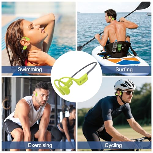 Full-Coverage Liquid Silicone Swimming Headphones, IP68 Waterproof Underwater Headphones, Bluetooth 6.0&MP3 with 32GB Memory Card, Soft/Skin-Comfortable Open Ear Bone Conduction Swim Earbuds