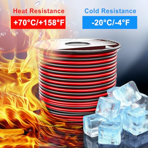 TYUMEN 12 Gauge Red Black Wire 50FT, 12/2 AWG Electrical Wire 12V/24V DC Cable, 12AWG 2 Conductor Flexible Copper Claded Aluminum Extension Cord for LED Ribbon Lamp Tape Lighting, in-Home, Autos Use - size: 50 Feet, style: 12/2 Gauge