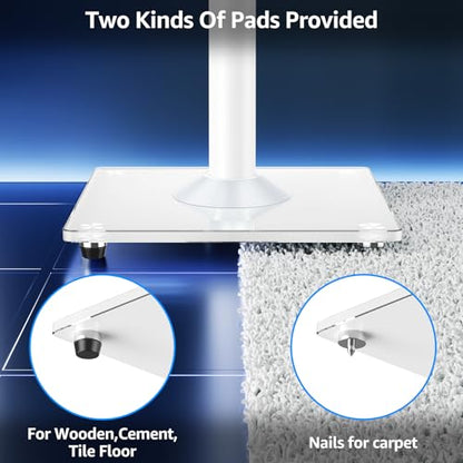 MOUNTUP Universal Speaker Stands Pair, 28.3" to 37.4" Height Adjustable Floor Speaker Stands, Holds Bookshelf & Large Satellite Studio Speakers, Cable Concealing, 22LBS Capacity, 9.8" Plate, White
