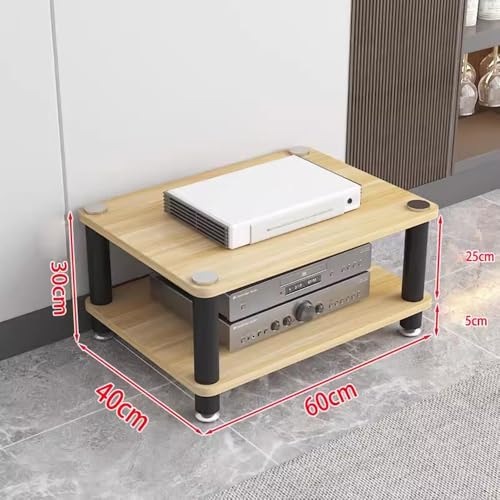 Media Storage Cabinet Rack Audio Tower, Modern Audio-Video Media Stand, 1/2/3/4-Tier Media Cabinet, Wood Stereo Cabinet(Yellow,2 Tier) - color: Yellow, size: 2 Tier