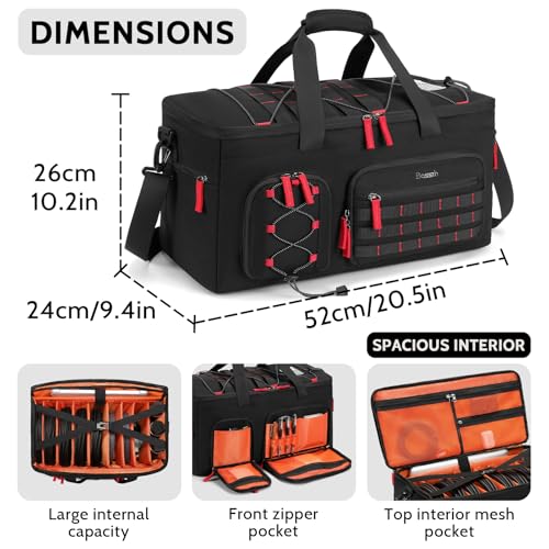 BOSSTIN DJ Cable Bag with Detachable Dividers for Equipment and Music Gear | Laptop and Microphone Pocket, Versatile Carrying with Shoulder Strap, Durable Fabric, for Musicians and Audio Professionals - color: Orange