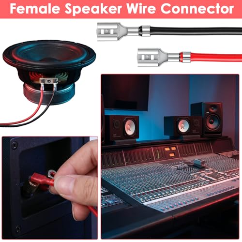 Jeffdad 30Pcs 6.3mm Female Spade Crimp Terminal with Insulating Sleeve Wire | 2.8mm 4.8mm Female Spade Quick Splice Connector Assortment Kit Red+Black Spades Connectors with 20cm Wires