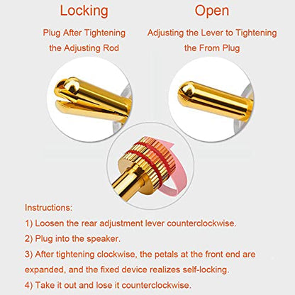 4X Banana Plugs Gold Plated 45° Angled Screw Locking Speaker Connectors for Sound Systems - color: Gold