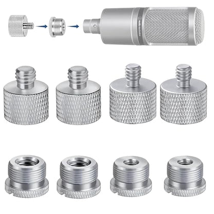 IXTECH Mic Stand Adapter Set 8 pc - Metal Tripod Adapters Female-Male 5/8-3/8, 3/8-5/8, 5/8-1/4, 1/4-5/8 ADP02 Silver - color: ADP02 Silver