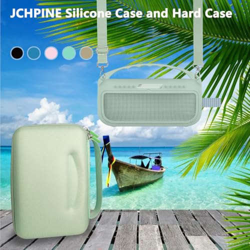 JCHPINE Silicone Cover and Carrying Case for Bose SoundLink Flex Speaker | Protective Cases with Handle and Shoulder Strap, Soft Silicone Cover and Hard Travel Case (Alpine Sage) - color: Alpine Sage Case