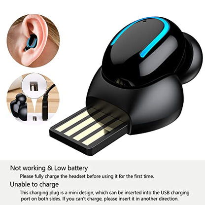 Mini Bluetooth Single Earbud Small Wireless Invisible Headphones，Single Earphone with 6 Hour Playtime for iPhone and Android Smart Phones PC TV Audiobook