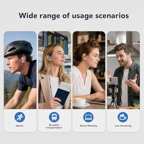 Wireless Headset Wireless Headphones Handsfree Call Wireless Earpiece Noise Cancellation Earbud Earphones Mic Compatible with Cell Phones Car Driver Trucker Business Office (Black with Box) - color: Black with box