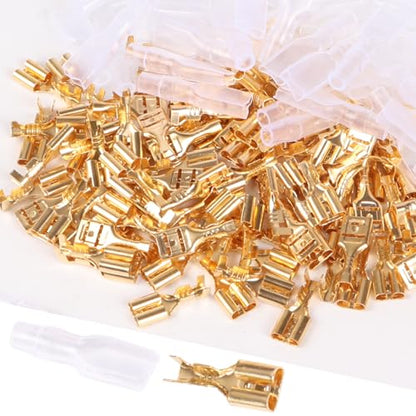 4.8mm Quick Splice Wire Terminals Female Spade Crimp Connector with Insulated Sleeve (100Pcs Sleeves and 100Pcs Terminals) - size: 4.8mm
