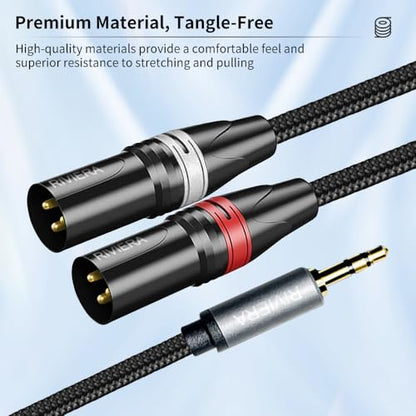 RIVIERA Audio Cable 1/8" TRS 3.5mm Stereo to Dual XLR Male, 6FT/1.8M - color: 1/8 to Dual XLR Male, size: 6 Feet