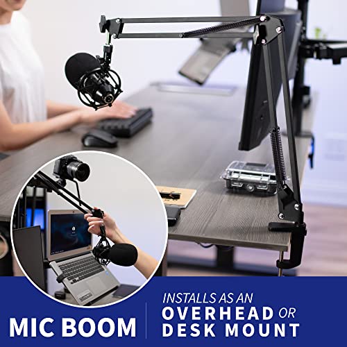 VIVO All-in-One Computer Studio Desk Mount, Mic Boom, Dual Monitor Mount up to 32 inches, Laptop Stand, Livestream Arms Compatible with Cameras, Lighting, Phone/Tablet Adapters, STAND-LIVE2L