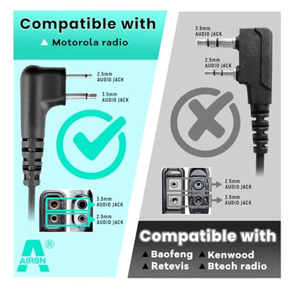 Acoustic Tube Earpiece for M0torola CP200 Walkie Talkies (Pack of 1) | 2 Pin Headset Compatible with GP300 CLS1110 RDU4100 RMU2040 RMU2080D HKLN4604 HKLN4599 Two Way Radio