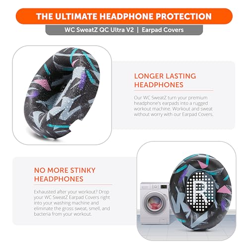 WC SweatZ QC Ultra - Patented Covers for Bose QuietComfort Ultra Gen 1 & 2 | Made by Wicked Cushions | Made with Premium Silicone, Sweatproof & Washable | 90's Black - color: 90's Black