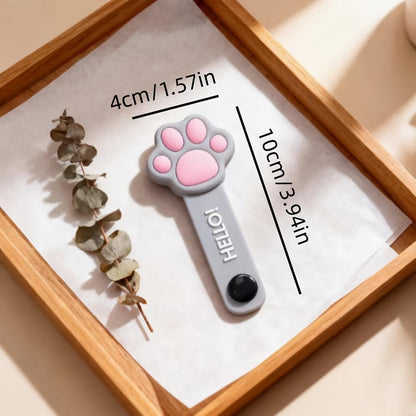 1PCS Cute Paw Print Cable Organizer Clip - Reusable Silicone Data Cable Storage Holder For Earphones And Charging Cables - color: Grey 1