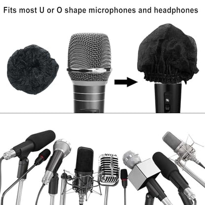 Waziaqoc Disposable Microphone Hygiene Covers, Black, 100 Pcs - color: Black