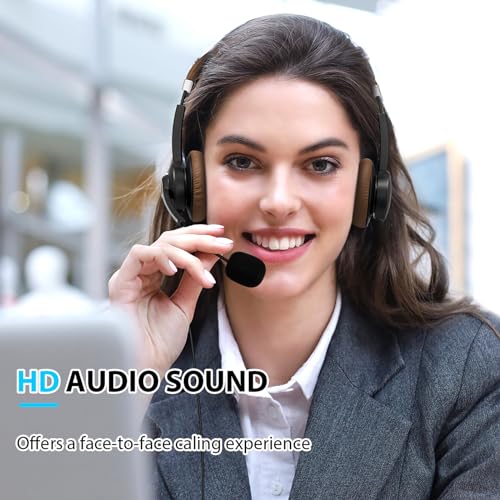 Arama USB Headset with Microphone for PC Laptop, On-Ear Computer Headphones with Noise Cancelling Mic, Wired Headset with in-line Control for Home Office Online Class Skype Zoom