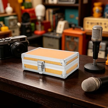 Lockable Equipment Storage Case: 7'' Aluminum Hard Shell Briefcase with Pre-Diced Protective Foam - Carrying Case for Wireless Mic Setups Camera Gear - color: Golden