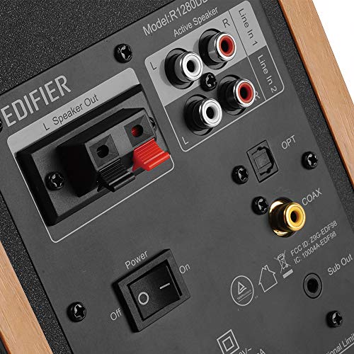 Edifier R1280DBs Active Bluetooth Bookshelf Speakers - Optical Input - 2.0 Wireless Studio Monitor Speaker - 42W RMS with Subwoofer Line Out - Wood Grain - color: wood