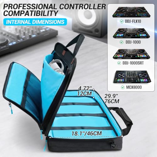 ORKELS DJ Controller Bag, Large Padded DJ Travel Case with Storage Pocket, Compatible with Pioneer DDJ-FLX10 DDJ-1000 DDJ-1000SRT & Denon MCX8000 - size: XL-29.9''L x 4.72''D x 18.1''W