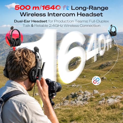 SYNCO XTALK XMAX9 Headset Intercom System, BT Connection & AI Noise Cancel | Wireless 2.4G & BT 24H batteries, AI noise cancel chip Dual-ear headset for large-scale productions & conferences - color: 9-set, size: Xtalk Xmax